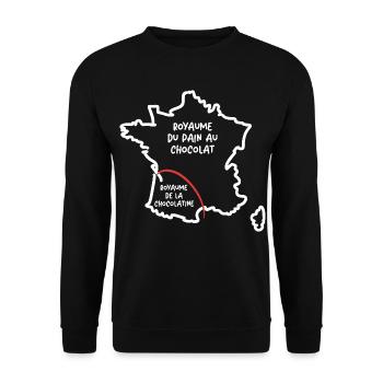 Pain au chocolat or chocolatine funny card France - Unisex Sweatshirt - black - Front - Alina (178cm) & Michal (187cm)