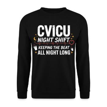 NachtSchicht Beat Herz - Unisex Sweatshirt - black - Front - Alina (178cm) & Michal (187cm)