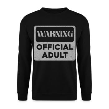 Warnhinweis Print Offiziell Adult - Unisex Pullover - Schwarz - Vorne - Alina (178cm) & Michal (187cm)