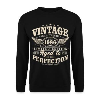 1986_Jahrgang_geboren_Geburtstag_Geschenk - Unisex Sweatshirt - black - Front - Alina (178cm) & Michal (187cm)