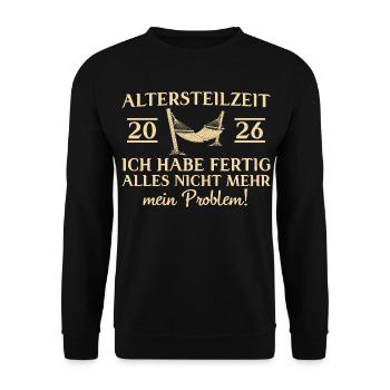 Retraite partielle 2026 collègue de travail en retraite anticipée - Sweat-shirt Unisexe - noir - Devant - Alina (178cm) & Michal (187cm)
