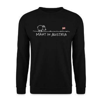 Mäht en Autriche – Schaf Spruch Wortspiel - Sweat-shirt Unisexe - noir - Devant - Alina (178cm) & Michal (187cm)