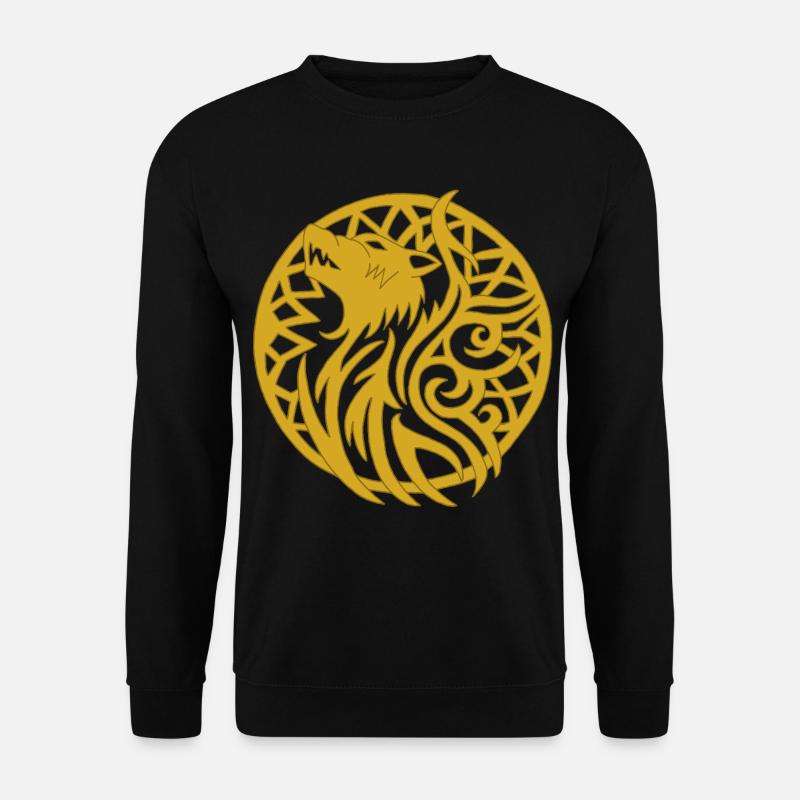 Goldener Wikingerwolf und Glücksbringer - Unisex Pullover - Schwarz