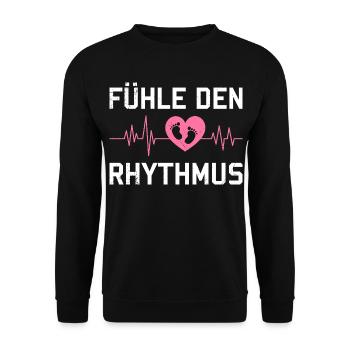 Expectant Mom FEEL THE RHYTHM Funny - Unisex Sweatshirt - black - Front - Alina (178cm) & Michal (187cm)