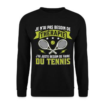 Ich muss einfach nur Tennis spielen - Unisex Pullover - Schwarz - Vorne - Alina (178cm) & Michal (187cm)
