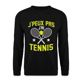 I Can't I Have Tennis Geschenk Tennis Männer Frauen - Unisex Pullover - Schwarz - Vorne - Alina (178cm) & Michal (187cm)