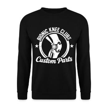 Bionischer Knie-Ersatz Knieoperation Geschenk - Unisex Pullover - Schwarz - Vorne - Alina (178cm) & Michal (187cm)