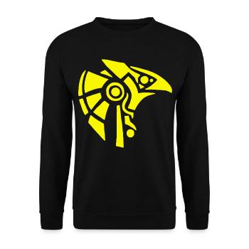 Ägyptischer Gott Horus (gelb) - Unisex Pullover - Schwarz - Vorne - Alina (178cm) & Michal (187cm)