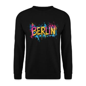Berlin Graffiti Font Street Art Urban Style - Unisex Sweatshirt - black - Front - Alina (178cm) & Michal (187cm)