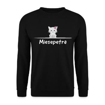 Miesepetra – Cat Saying, Pun, Petra Peter - Unisex Sweatshirt - black - Front - Alina (178cm) & Michal (187cm)