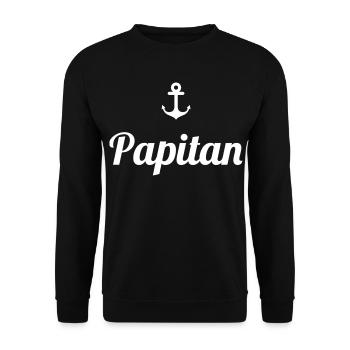 Papitän Funny Pun Capitaine Papa Ancre - Sweat-shirt Unisexe - noir - Devant - Alina (178cm) & Michal (187cm)