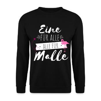 Eine Für Alle Flamingo Druck - Unisex Pullover - Schwarz - Vorne - Alina (178cm) & Michal (187cm)