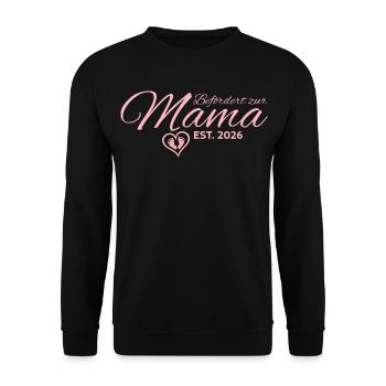 Werdende Mutter 2026 Schwangerschaft verkünden - Unisex Pullover - Schwarz - Vorne - Alina (178cm) & Michal (187cm)
