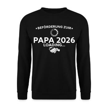 Vaterschaft Schwangerschaftsverkündung 2026 Papa - Unisex Pullover - Schwarz - Vorne - Alina (178cm) & Michal (187cm)