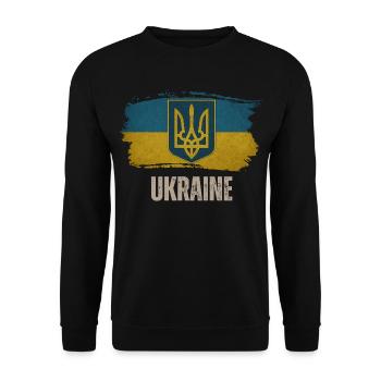 Flagge der Ukraine, ich liebe die Ukraine - Unisex Pullover - Schwarz - Vorne - Alina (178cm) & Michal (187cm)
