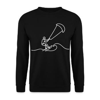 Kitesurfer Sketch – Minimalist Wave Motif - Unisex Sweatshirt - black - Front - Alina (178cm) & Michal (187cm)