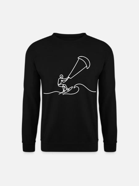 Kitesurfer Skizze – minimalistisches Wellenmotiv - Unisex Pullover - Schwarz