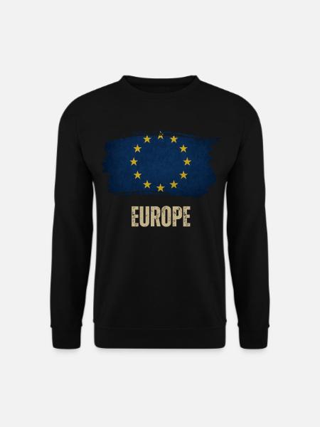 Grunge-Flagge von Europa, ich liebe Europa - Unisex Pullover - Schwarz