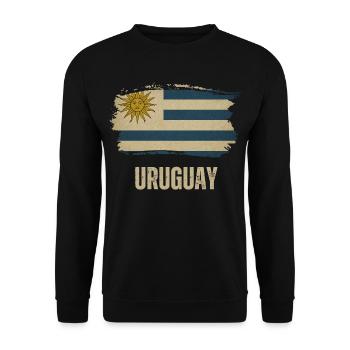 Grunge flag of Uruguay, I love Uruguay - Unisex Sweatshirt - black - Front - Alina (178cm) & Michal (187cm)