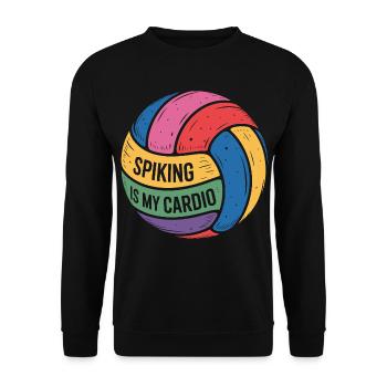 Spiking Ist Mein Cardio Volleyball Motivation - Unisex Pullover - Schwarz - Vorne - Alina (178cm) & Michal (187cm)