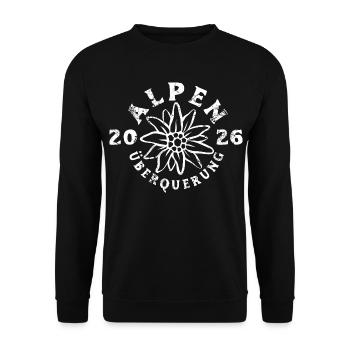 Alpen Überquerung 2026 - Edelweiss - Wandern - Unisex Pullover - Schwarz - Vorne - Alina (178cm) & Michal (187cm)