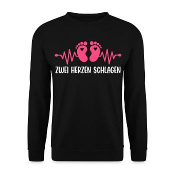Expectant mother TWO HEARTS BEAT Funny - Unisex Sweatshirt - black - Front - Alina (178cm) & Michal (187cm)