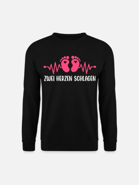 Expectant mother TWO HEARTS BEAT Funny - Unisex Sweatshirt - black