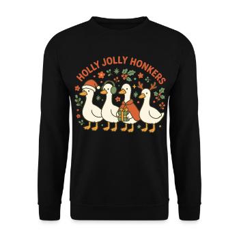 Oie de Noël houx Jolly Honkers design amusant - Sweat-shirt Unisexe - noir - Devant - Alina (178cm) & Michal (187cm)