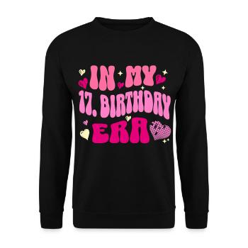 In My 17th Birthday Era Retro Heart Design - Unisex Sweatshirt - black - Front - Alina (178cm) & Michal (187cm)