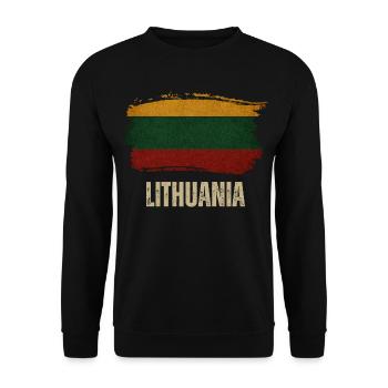 Vintage-Flagge von Litauen, stolze litauische Flagge - Unisex Pullover - Schwarz - Vorne - Alina (178cm) & Michal (187cm)