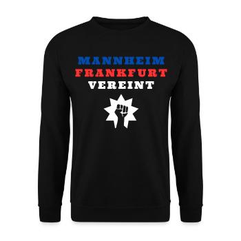 Mannheim und Frankfurt vereint - Unisex Pullover - Schwarz - Vorne - Alina (178cm) & Michal (187cm)