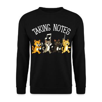 Cat Musical Notes Humor Music - Unisex Sweatshirt - black - Front - Alina (178cm) & Michal (187cm)