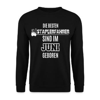 Best Forklift Driver Born in June / Forklift - Unisex Sweatshirt - black - Front - Alina (178cm) & Michal (187cm)