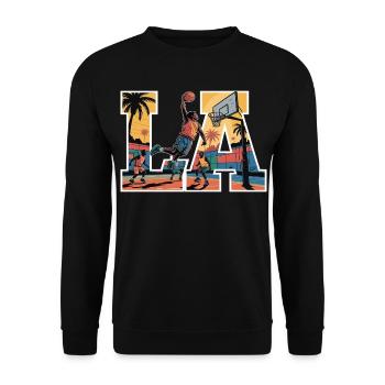 Streetball LA – Design de basket-ball urbain Sunset - Sweat-shirt Unisexe - noir - Devant - Alina (178cm) & Michal (187cm)