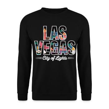 Las Vegas City of Lights – Retro Casino - Unisex Pullover - Schwarz - Vorne - Alina (178cm) & Michal (187cm)