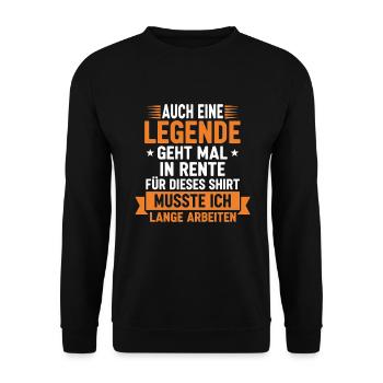 Eine Legende geht in Rente Rentner 2026 SpruchEine - Unisex Pullover - Schwarz - Vorne - Alina (178cm) & Michal (187cm)