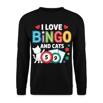 I Love Bingo And Cats - Unisex Sweatshirt - black - Front - Alina (178cm) & Michal (187cm)