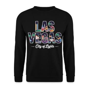 Las Vegas City of Lights – Retro Casino - Unisex Pullover - Schwarz - Vorne - Alina (178cm) & Michal (187cm)