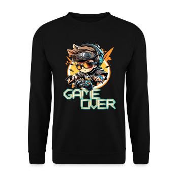 Gamer Over Retro Neon Arcade - Unisex Sweatshirt - black - Front - Alina (178cm) & Michal (187cm)