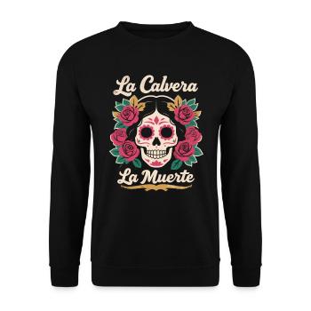 Crâne en sucre Noël homme floral - Sweat-shirt Unisexe - noir - Devant - Alina (178cm) & Michal (187cm)