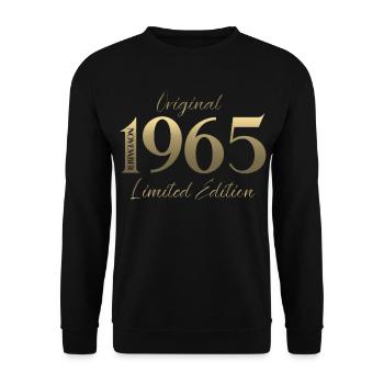 60. Geburtstag Original November Jahrgang 1965  - Unisex Pullover - Schwarz - Vorne - Alina (178cm) & Michal (187cm)