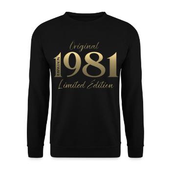 44. Geburtstag Original November Jahrgang 1981 - Unisex Pullover - Schwarz - Vorne - Alina (178cm) & Michal (187cm)