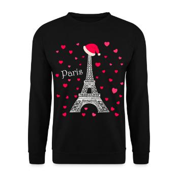 Paris Liebesfunken Eiffelturm Weihnachten - Unisex Pullover - Schwarz - Vorne - Alina (178cm) & Michal (187cm)