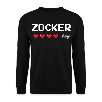 Gaming Boy – Un design de joueur rétro avec des cœurs de vie - Sweat-shirt Unisexe - noir - Devant - Alina (178cm) & Michal (187cm)