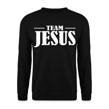 Team Jesus Schriftzug Design - Unisex Pullover - Schwarz - Vorne - Alina (178cm) & Michal (187cm)