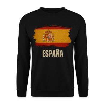 Grunge-Flagge von Spanien, spanischer Stolz - Unisex Pullover - Schwarz - Vorne - Alina (178cm) & Michal (187cm)