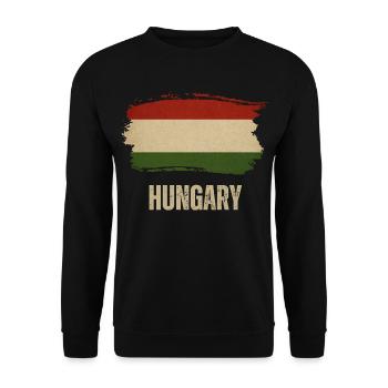 Grunge flag of Hungary, Hungarian pride - Unisex Sweatshirt - black - Front - Alina (178cm) & Michal (187cm)