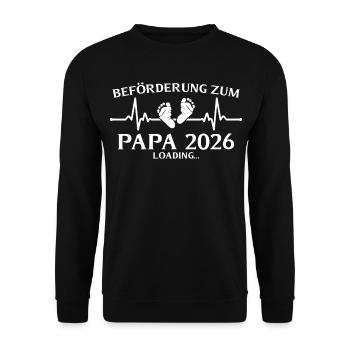 Papa 2026 loading Vaterschaft - Unisex Pullover - Schwarz - Vorne - Alina (178cm) & Michal (187cm)