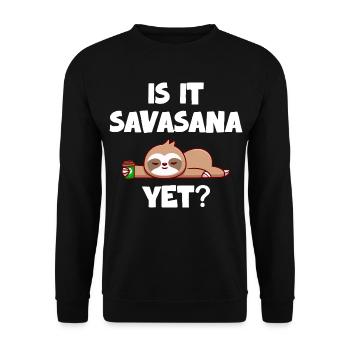 Savasana Pause Entspanntes Faultier - Unisex Pullover - Schwarz - Vorne - Alina (178cm) & Michal (187cm)