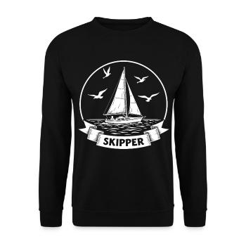 Skipper Sailboat Maritime Captain - Unisex Sweatshirt - black - Front - Alina (178cm) & Michal (187cm)